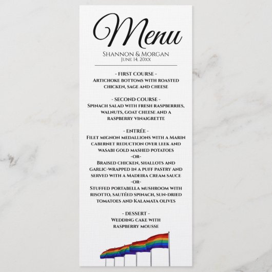 Menu Gay Pride Rainbow Wedding (Voorkant)