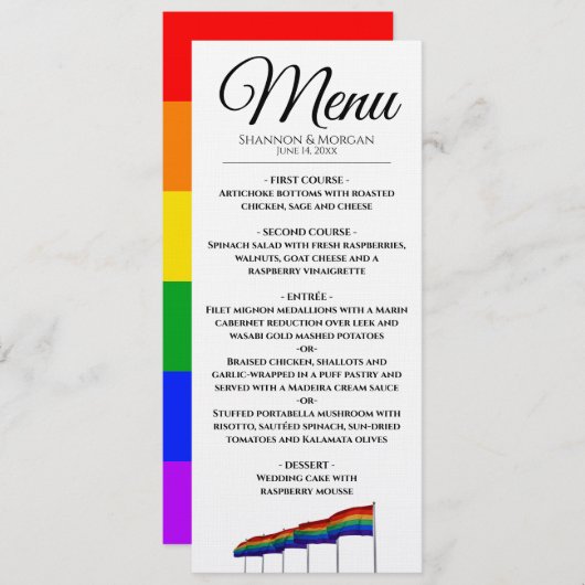 Menu Gay Pride Rainbow Wedding (Voorkant / Achterkant)