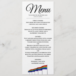 Menu Gay Pride Rainbow Wedding
