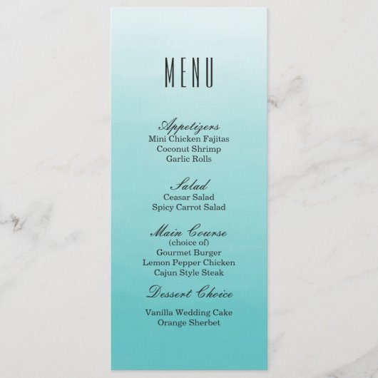 Menu gelé de dîner de mariage d'Ombre | de lac (Devant)
