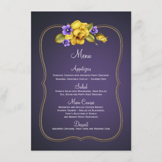 Menu Gele rozen Paars Violet (Voorkant)