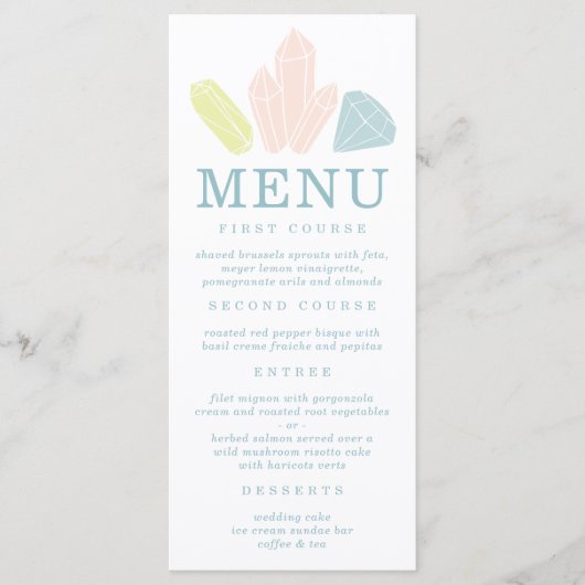Menu Gem Stones Pastel Green Mariage (Devant)