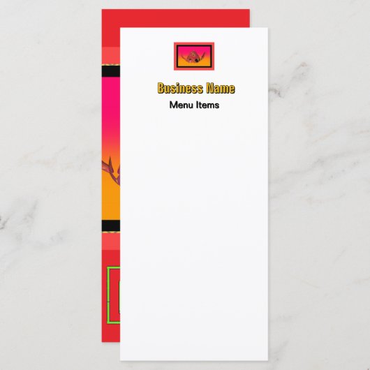 Menu Geo Bamboo Maze Teapot Red Caterer (Devant / Derrière)