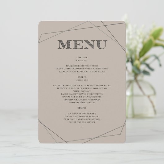 Menu Geo Modern Bar/Menu Bat mitzvah (Debout devant)