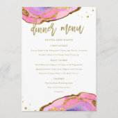 Menu Géode bleu rose et or | Mariage (Devant)