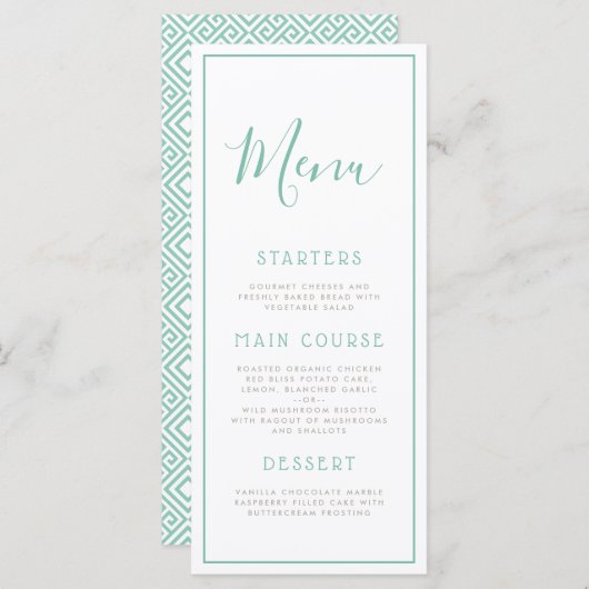 Menu géométrique bleu de fête d'anniversaire de (Devant / Derrière)