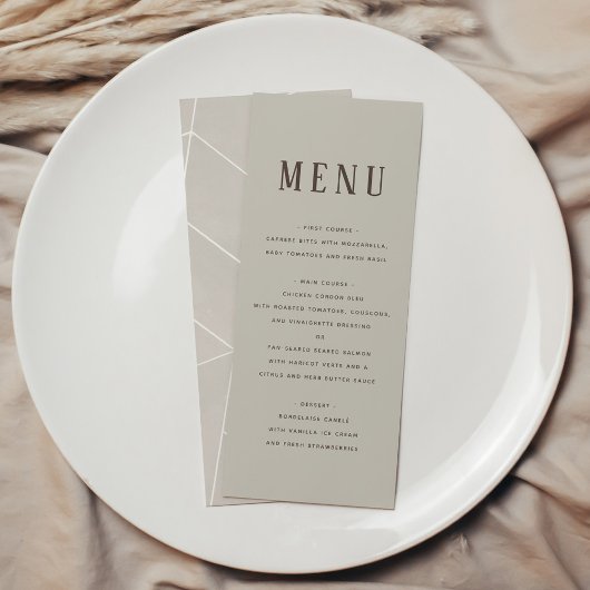 Menu Géométrique de Gala à l'Aquarelle Crème