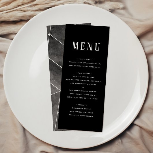 Menu géométrique de gala à l'aquarelle noire