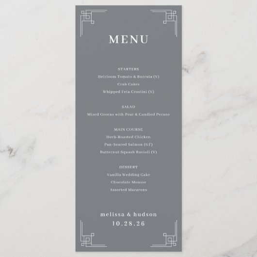 Menu Géométrique Gris Élégant (Devant)