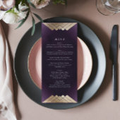 Menu Géométrique White Purple Gold Gatsby Mariage