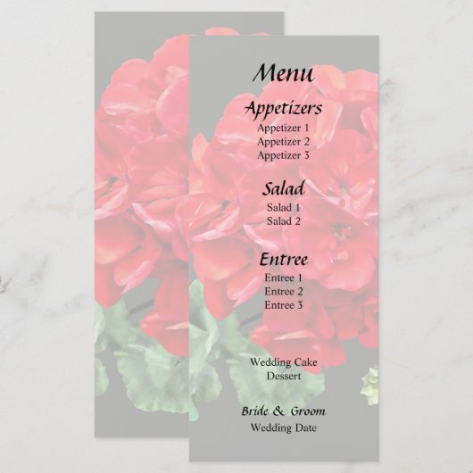 Menu Géranium Rouge Clair (Devant / Derrière)