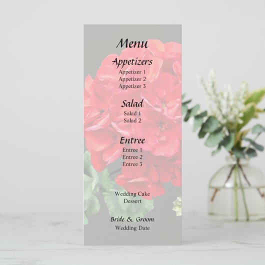 Menu Géranium Rouge Clair (Debout devant)
