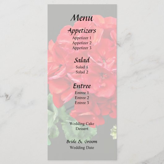 Menu Géranium Rouge Clair (Devant)