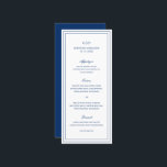 Menu Gertrude Marine Bleu Classique Mariage élégant<br><div class="desc">Menu mariage bleu poussiéreux de style classique avec un design simple et minimal avec votre monogramme, noms et date mariage en haut ainsi que votre menu entouré d'une double bordure. Les fontes alternent entre un script élégant, une fonte serif traditionnelle et minimaliste sans serif. Ce menu conviendra parfaitement à un...</div>