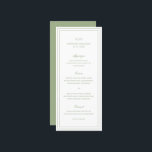 Menu Gertrude Sage Green Classic Mariage élégant<br><div class="desc">Menu mariage vert sauge de style classique avec un design simple et minimal avec votre monogramme, noms et date mariage en haut ainsi que votre menu entouré d'une double bordure. Les fontes alternent entre un script élégant, une fonte serif traditionnelle et minimaliste sans serif. Ce menu conviendra parfaitement à un...</div>