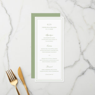 Menu Gertrude Sage Green Classic Mariage élégant
