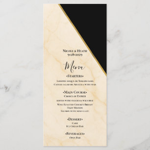 Menu Gilded Geometry Luxe Ivory & Or Mariage en Marbre