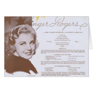 menu Ginger Rogers Dinner Party
