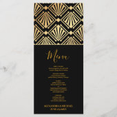 Menu Glam Art Déco Black Gatsby 1920 Style Mariage (Devant)