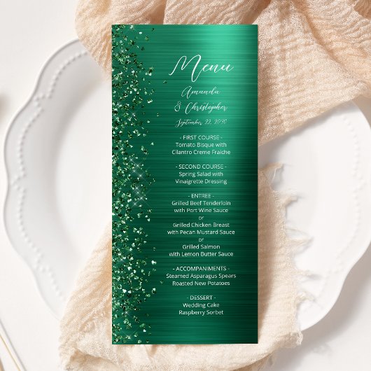 Menu Glam Emerald Green Parties scintillant Mariage en 
