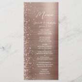 Menu Glam Rose Parties scintillant or brossé Mariage mé (Devant)