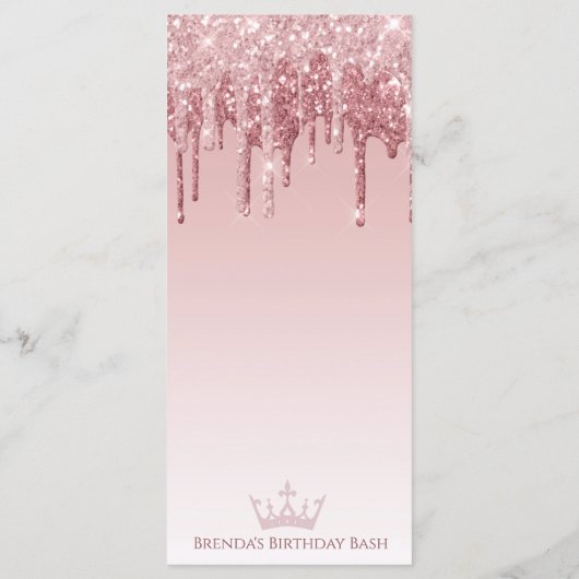 Menu Glam Rose Rose Parties scintillant or Drift Élégan (Dos)