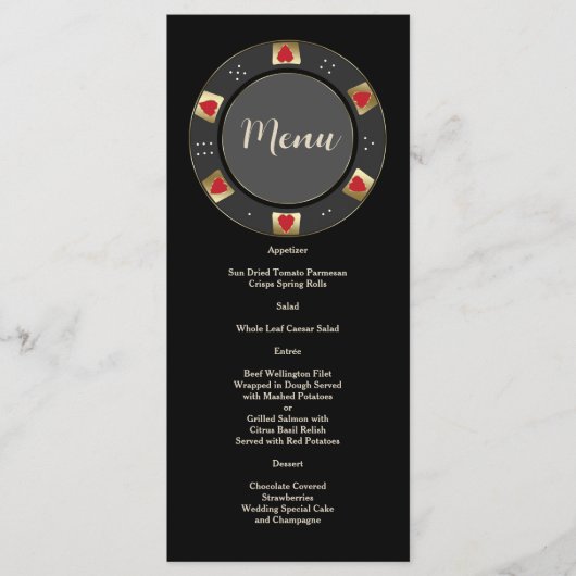 Menu Glam Vegas Casino Gold Poker Mariage (Devant)