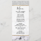 Menu Glamorous Silver White Glitter Marble Gradient (Devant)