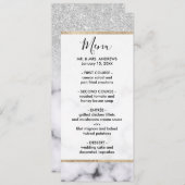 Menu Glamorous Silver White Glitter Marble Gradient (Devant / Derrière)