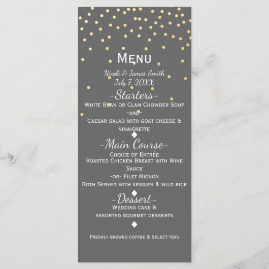 Menu Glamour Moderne Petits Points de Confettis Gr (Devant)