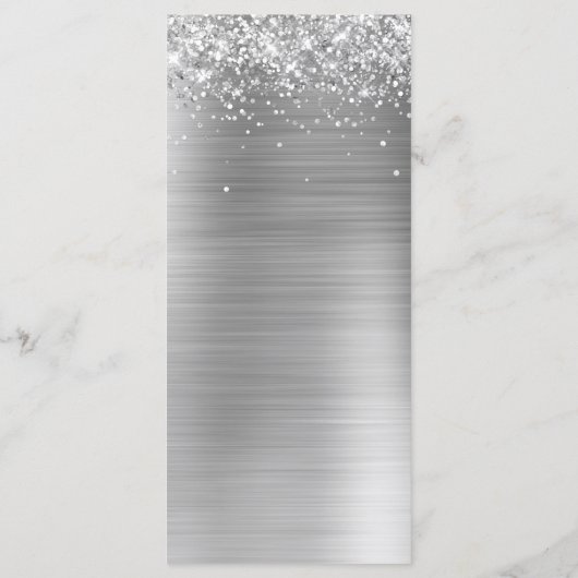Menu Glittery Argent Foil Réception de mariage (Dos)