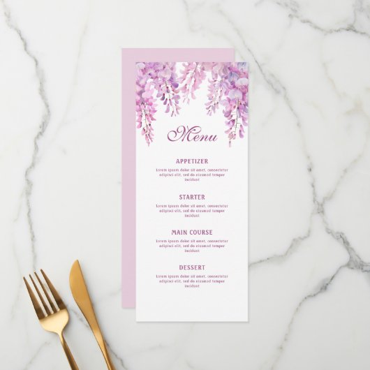 Menu Glycine Rose Classique (Devant/Arrière en situation)