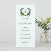 Menu Gold Bow & Evergreen Wreath Mint Wedding (Debout devant)