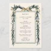 Menu Gold Bow & Greenery Garland Ivory Wedding  (Devant)