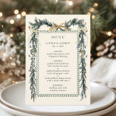 Menu Gold Bow & Greenery Garland Ivory Wedding 