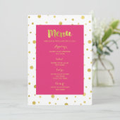 Menu Gold Confetti Fuchsia Hot Pink Mariage (Debout devant)