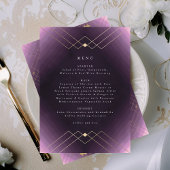 Menu Gold Diamond violet Mariage géométrique Gatsby