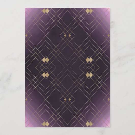 Menu Gold Diamond violet Mariage géométrique Gatsby (Dos)