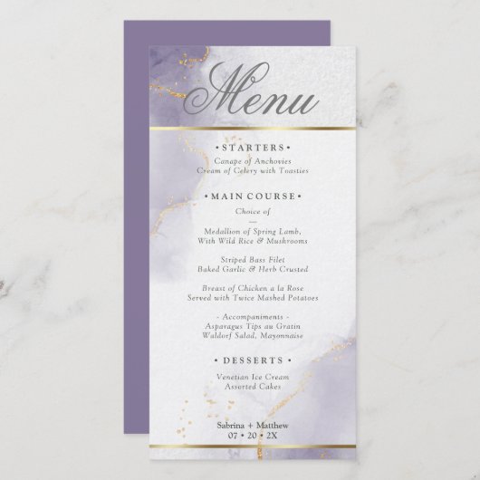 Menu Gold Dusty Plum Paars (Voorkant / Achterkant)