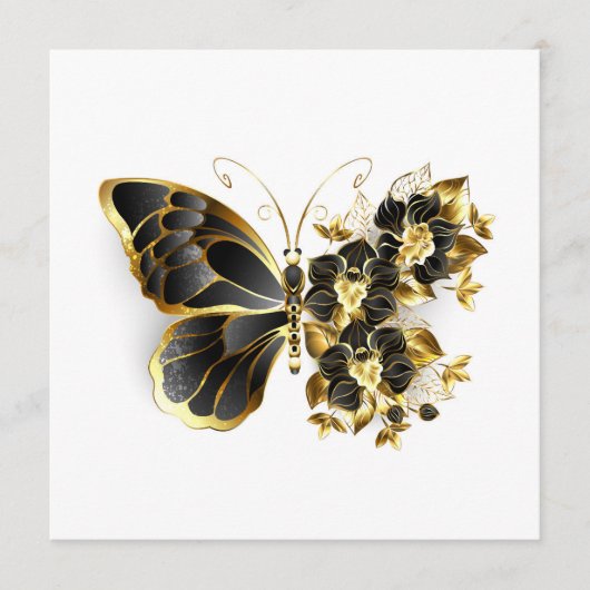 Menu Gold flower Butterfly with Black Orchid (Devant)