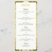 Menu Gold Green Damask Wedding (Devant)