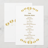 Menu Gold Hearts Design Wedding (Devant / Derrière)