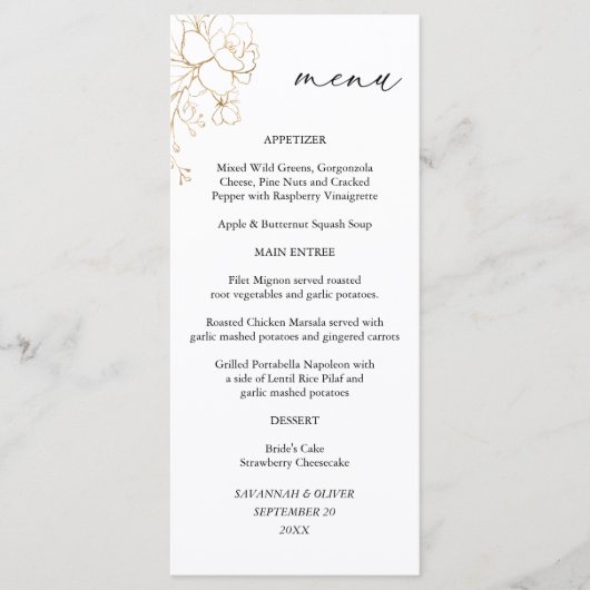 Menu Gold Lined Floral Tall (Voorkant)