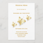 Menu Gold Mariage Papillons Design (Devant)