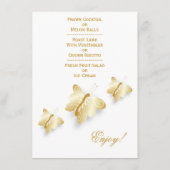 Menu Gold Mariage Papillons Design (Dos)