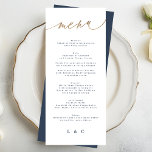 Menu Gold Navy Bleu Blanc Simple Mariage classique<br><div class="desc">*Pas de vrai papier d'aluminium *Partie d'une collection</div>