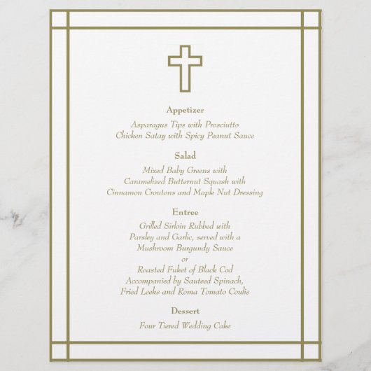 Menu Gold Outline Cross-set Weddenschap (Voorkant)