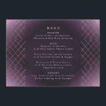Menu Gold Purple Elegance Diamant Geo Déco Mariage<br><div class="desc">Revivez la tendance de Great Gatsby avec ce design - avec cela une carte en rack ou un menu de réception de mariage. Antique pour un merveilleux mariage à thème bohème. mariage Boho vintage Design. Un design élégant et formel Déco géométrique Great Gatsby design Extraordinaire avec des lignes art déco...</div>