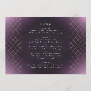 Menu Gold Purple Elegance Diamant Geo Déco Mariage