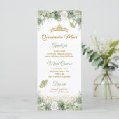 Menu Gold Quinceañera Sage Green Crown Butterfly (Debout devant)